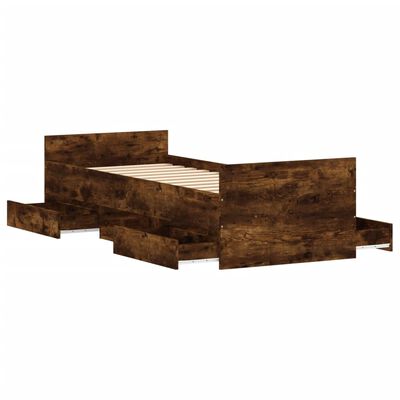 vidaXL Bed Frame without Mattress Smoked Oak 75x190 cm Small Single