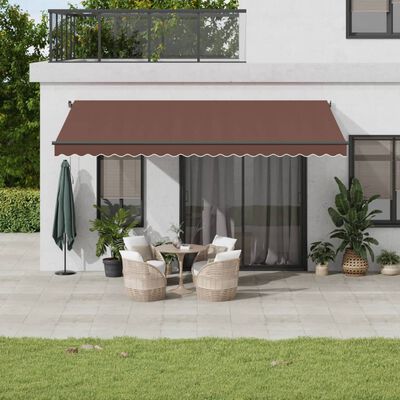 vidaXL Manual Retractable Awning Brown 500x350 cm