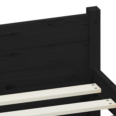 vidaXL Bed Frame without Mattress Black Solid Wood 75x190 cm Small Single