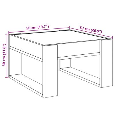 vidaXL Coffee Table with Infinity LED Grey Sonoma 50x53x30 cm