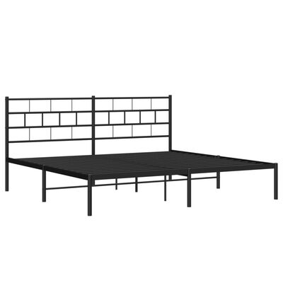 vidaXL Metal Bed Frame without Mattress with Headboard Black 183x213 cm