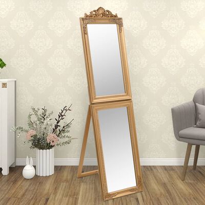 vidaXL Free-Standing Mirror Gold 45x180 cm