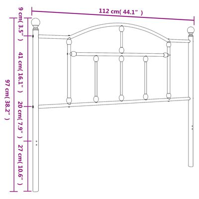 vidaXL Metal Headboard White 107 cm