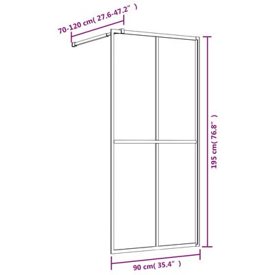 vidaXL Walk-in Shower Wall with Clear ESG Glass Gold 90x195 cm