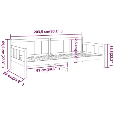 vidaXL Day Bed without Mattress Honey Brown Solid Wood Pine 80x200 cm