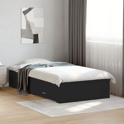 vidaXL Bed Frame with Drawers without Mattress Black 75x190 cm Small Single