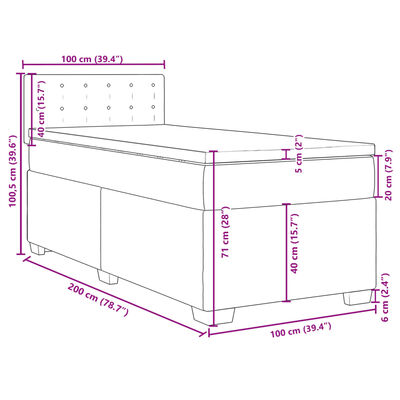 vidaXL Box Spring Bed with Mattress Black 100x200 cm Velvet