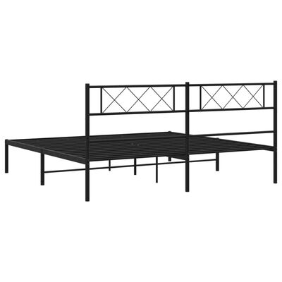 vidaXL Metal Bed Frame with Headboard Black 193x203 cm