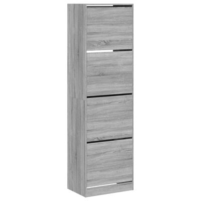 vidaXL Shoe Cabinet with 4 Flip-Drawers Grey Sonoma 60x42x204 cm