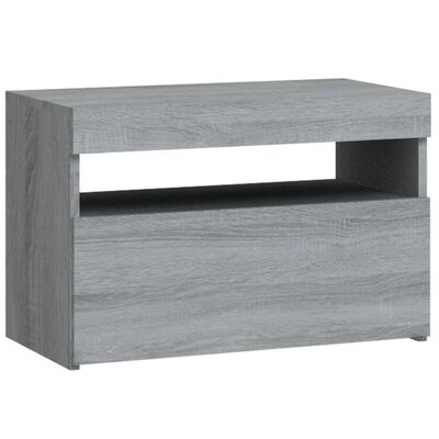 vidaXL Bedside Cabinet with LED Lights Grey Sonoma 60x35x40 cm