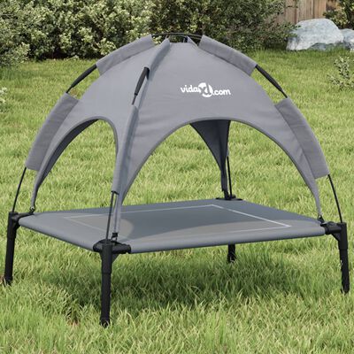 vidaXL Dog Bed with Canopy Anthracite Oxford Fabric and Steel