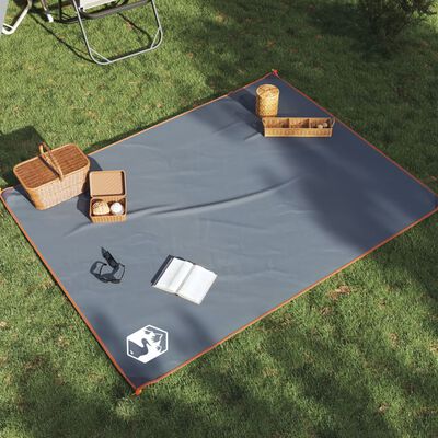 vidaXL Picnic Blanket with Pegs Grey and Orange 205x155 cm