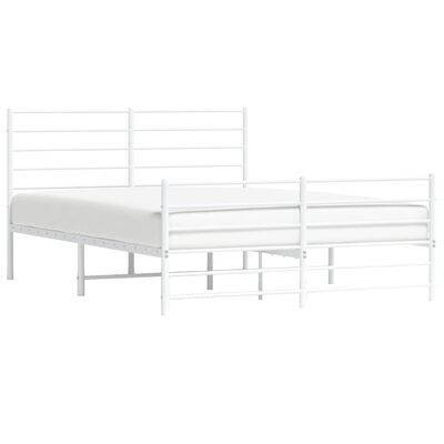 vidaXL Metal Bed Frame without Mattress with Footboard White 135x190 cm Double