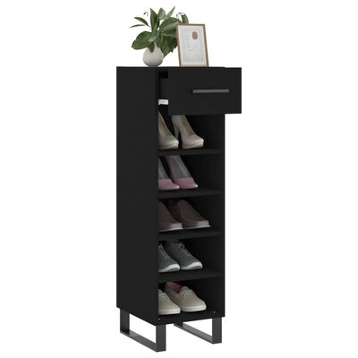 vidaXL Shoe Cabinet Black 30x35x105 cm Engineered Wood