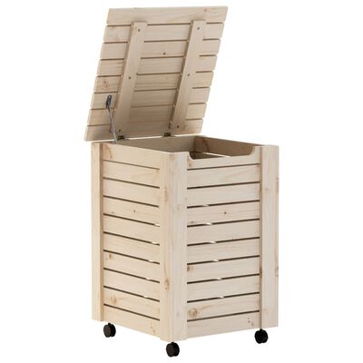 vidaXL Laundry Basket with Wheels RANA 45x45x64 cm Solid Wood Pine