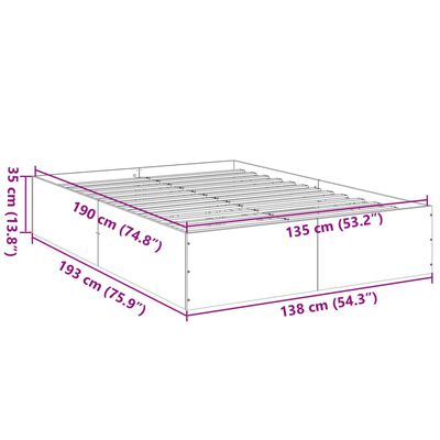 vidaXL Bed Frame without Mattress Black 135x190 cm Double