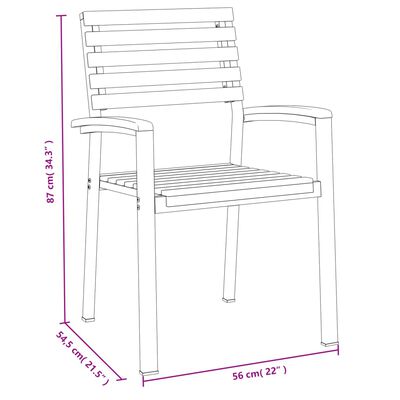 vidaXL Stackable Garden Chairs 8 pcs Solid Wood Acacia and Metal