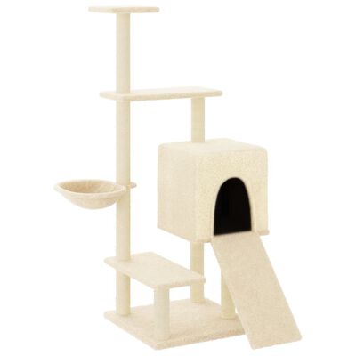 vidaXL Cat Tree with Sisal Scratching Posts Cream 130.5 cm