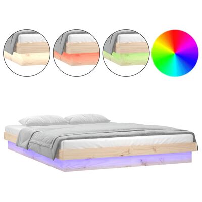 vidaXL LED Bed Frame without Mattress 120x200 cm Solid Wood