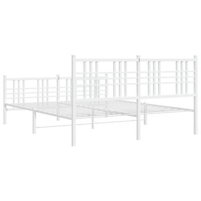 vidaXL Metal Bed Frame without Mattress with Footboard White 160x200 cm