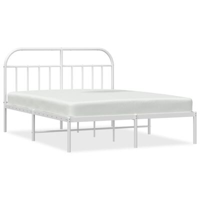 vidaXL Metal Bed Frame without Mattress with Headboard White 183x213 cm