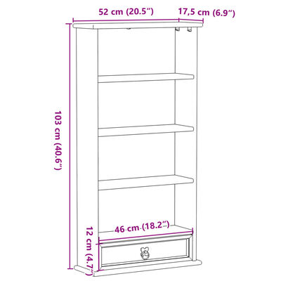 vidaXL CD Cabinet Corona 52x17.5x103 cm Solid Wood Pine