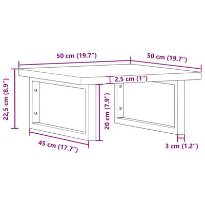 vidaXL Basin Shelf Wall Mounted Steel and Solid Wood Beech