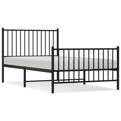 vidaXL Metal Bed Frame without Mattress with Footboard Black 100x190 cm