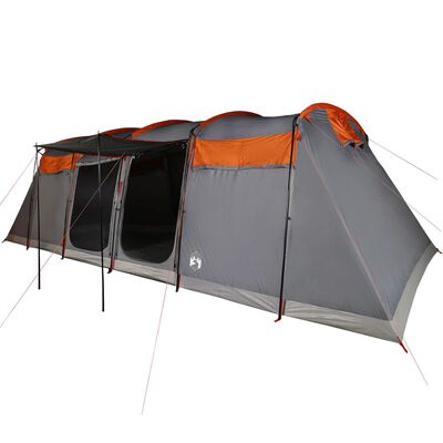 vidaXL Family Tent Tunnel 8-Person Grey and Orange Waterproof