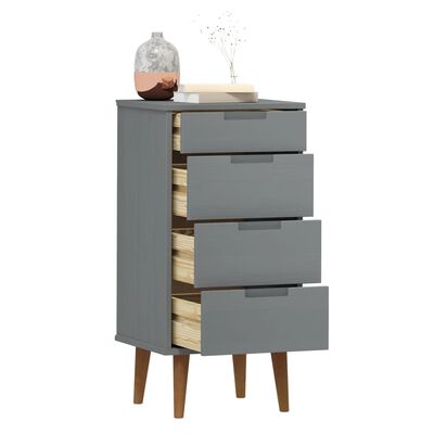 vidaXL Drawer Cabinet MOLDE Grey 40x35x82 cm Solid Wood Pine