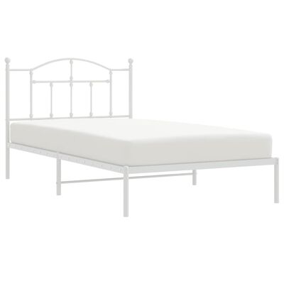 vidaXL Metal Bed Frame without Mattress with Headboard White 100x200 cm