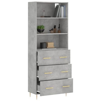 vidaXL Highboard Concrete Grey 69.5x34x180 cm Engineered Wood