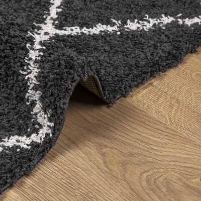 vidaXL Shaggy Rug PAMPLONA High Pile Modern Black and Cream 300x400 cm