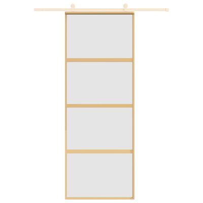 vidaXL Sliding Door Gold 76x205 cm Frosted ESG Glass and Aluminium