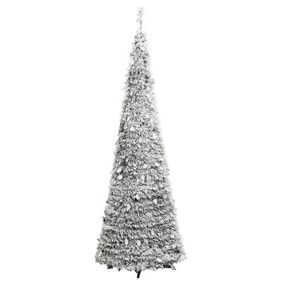 vidaXL Artificial Christmas Tree Pop-up Flocked Snow 200 LEDs 210 cm