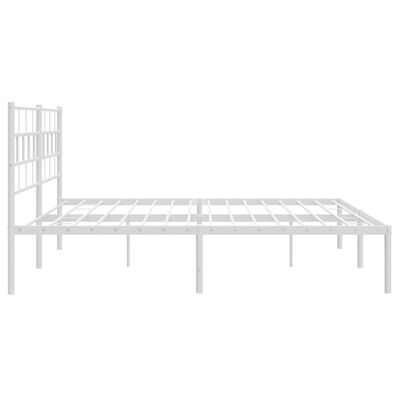 vidaXL Metal Bed Frame without Mattress with Headboard White 200x200 cm