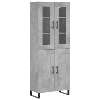 vidaXL Highboard Concrete Grey 69.5x34x180 cm Engineered Wood