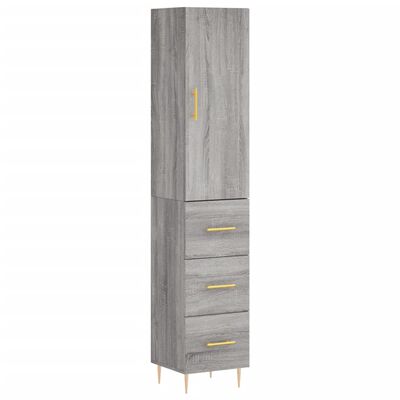 vidaXL Highboard Grey Sonoma 34.5x34x180 cm Engineered Wood