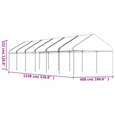 vidaXL Gazebo with Roof White 13.38x4.08x3.22 m Polyethylene