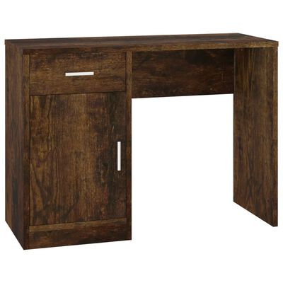 vidaXL Desk with Drawer&Cabinet Smoked Oak 100x40x73 cm Engineered Wood