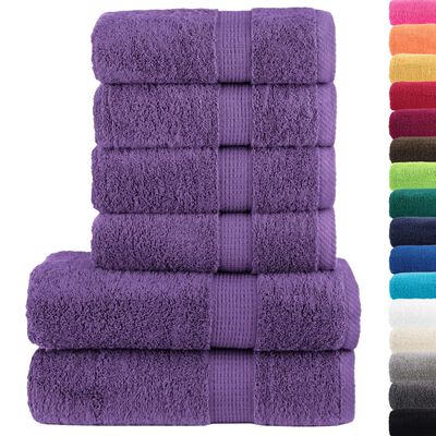 vidaXL 6 Piece Premium Towel Set SOLUND Purple 600 gsm