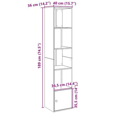 vidaXL Bookcase Black 40x36x189 cm Engineered Wood