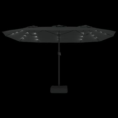 vidaXL Double-Head Garden Parasol with LEDs Black 449x245 cm