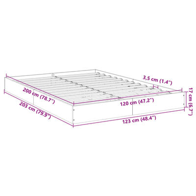 vidaXL Bed Frame without Mattress Smoked Oak 120x200 cm Engineered Wood