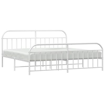 vidaXL Metal Bed Frame without Mattress with Footboard White 200x200 cm