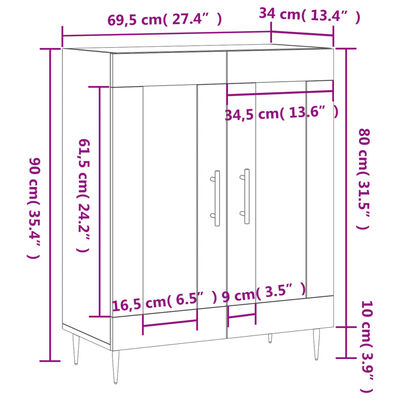 vidaXL Sideboard White 69.5x34x90 cm Engineered Wood