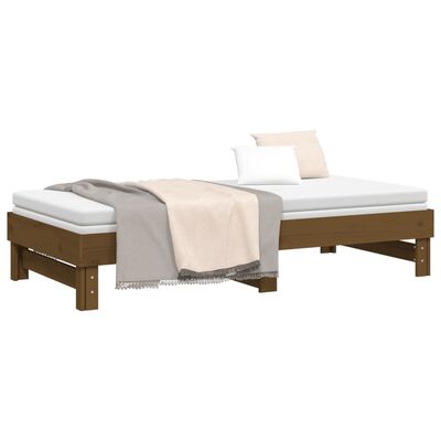 vidaXL Pull-out Day Bed without Mattress Honey Brown 2x(90x190) cm