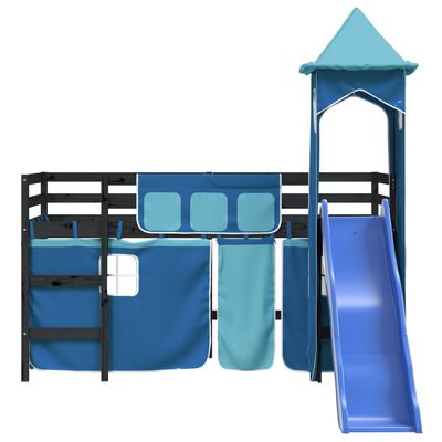 vidaXL Kids' Loft Bed with Tower without Mattress Blue 80x200 cm