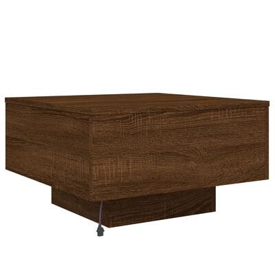 vidaXL Coffee Table with LED Lights Brown Oak 55x55x31 cm