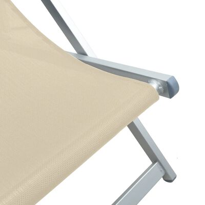 vidaXL Folding Beach Chairs 2 pcs Cream Aluminium and Textilene